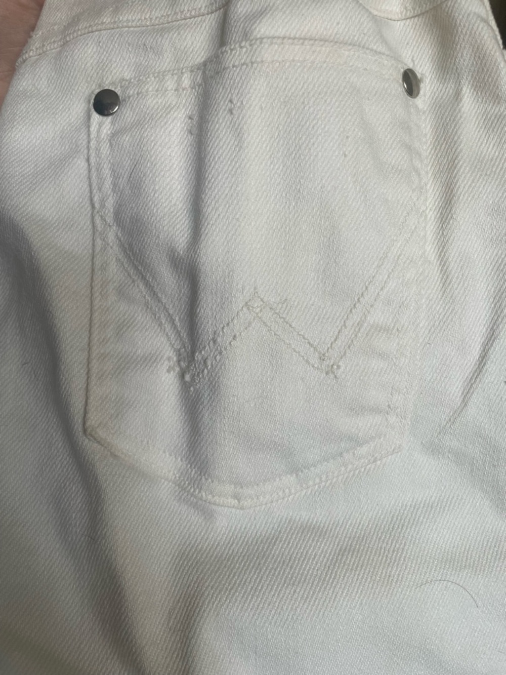 Vintage Wrangler Jeans Sanforized White Denim High Waisted Cut W Stitched Pocket - Picture 3 of 16